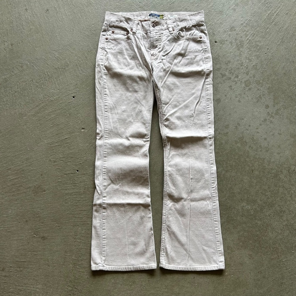 Vintage Old Navy Corduroy Bootcut Pants Women Size 4 Short Beige Low Waist Flare